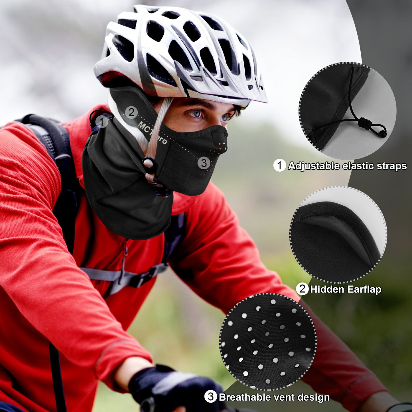 MCTipro Soft Fleece Neck Gaiter Sun Dust Face Scarf Mask with Drawstring and Earmuffs for Outdoor Activities MCTipro