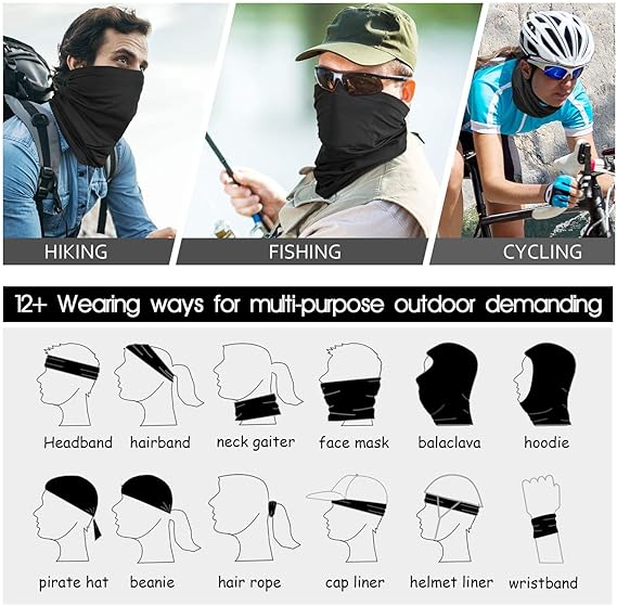 Citoor Neck Gaiter Breathable Cooling Face Mask with Filter Sun UV Protection Black for Cycling Running Hiking CITOOR