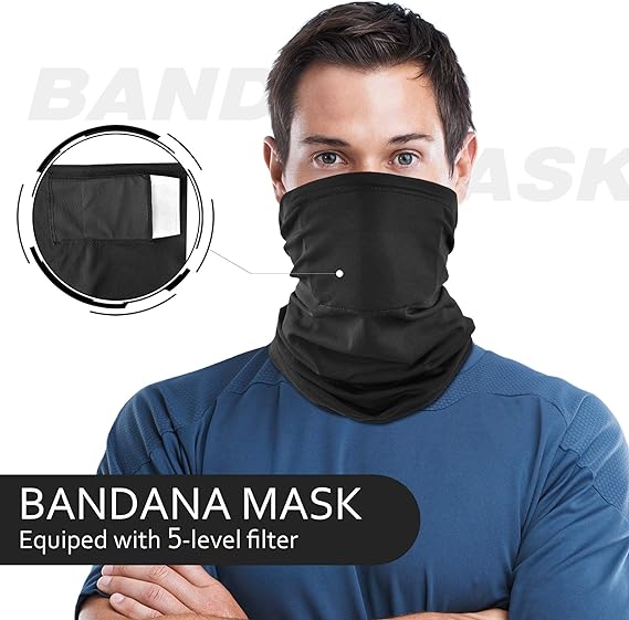 Citoor Neck Gaiter Breathable Cooling Face Mask with Filter Sun UV Protection Black for Cycling Running Hiking CITOOR