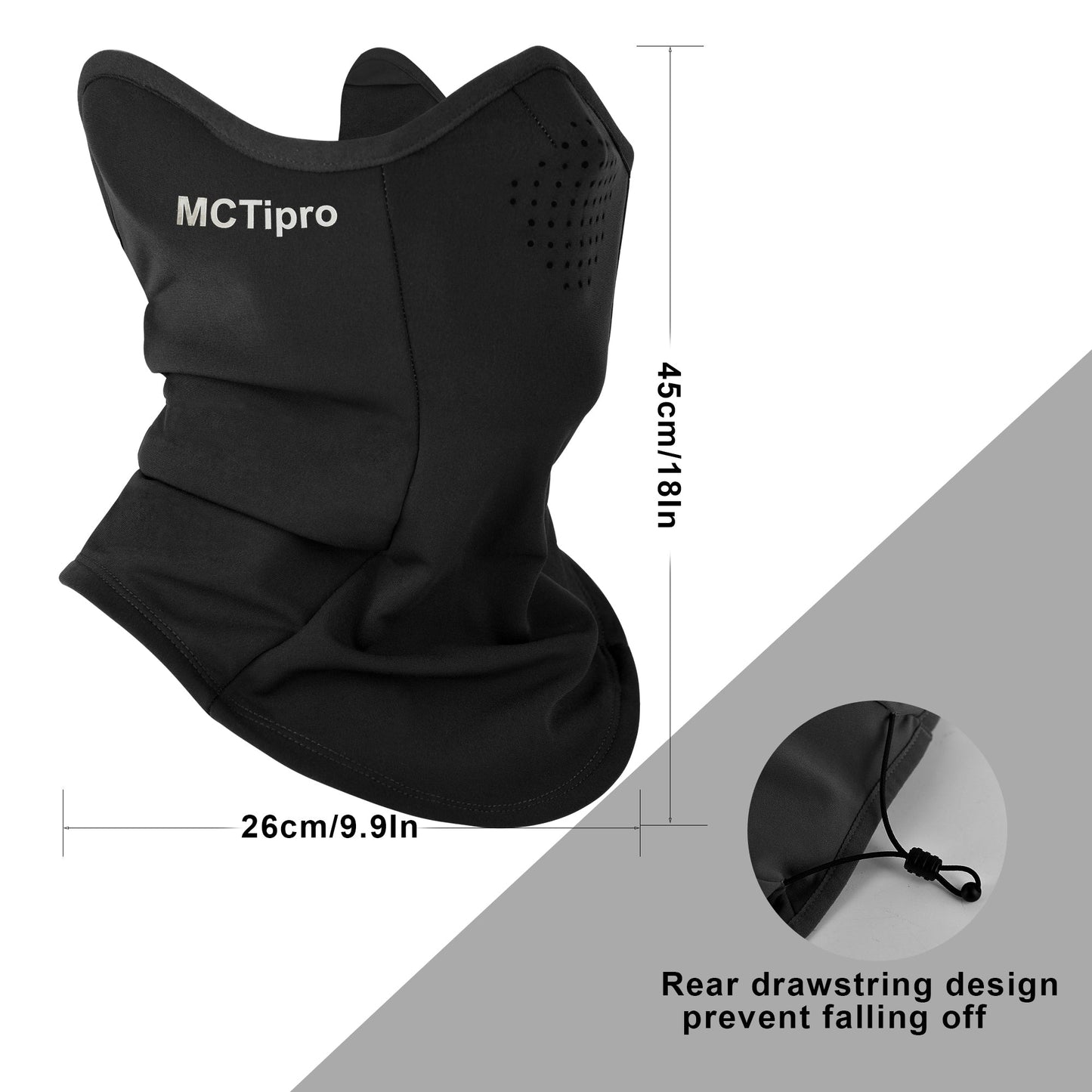 MCTipro Soft Fleece Neck Gaiter Sun Dust Face Scarf Mask with Drawstring and Earmuffs for Outdoor Activities MCTipro