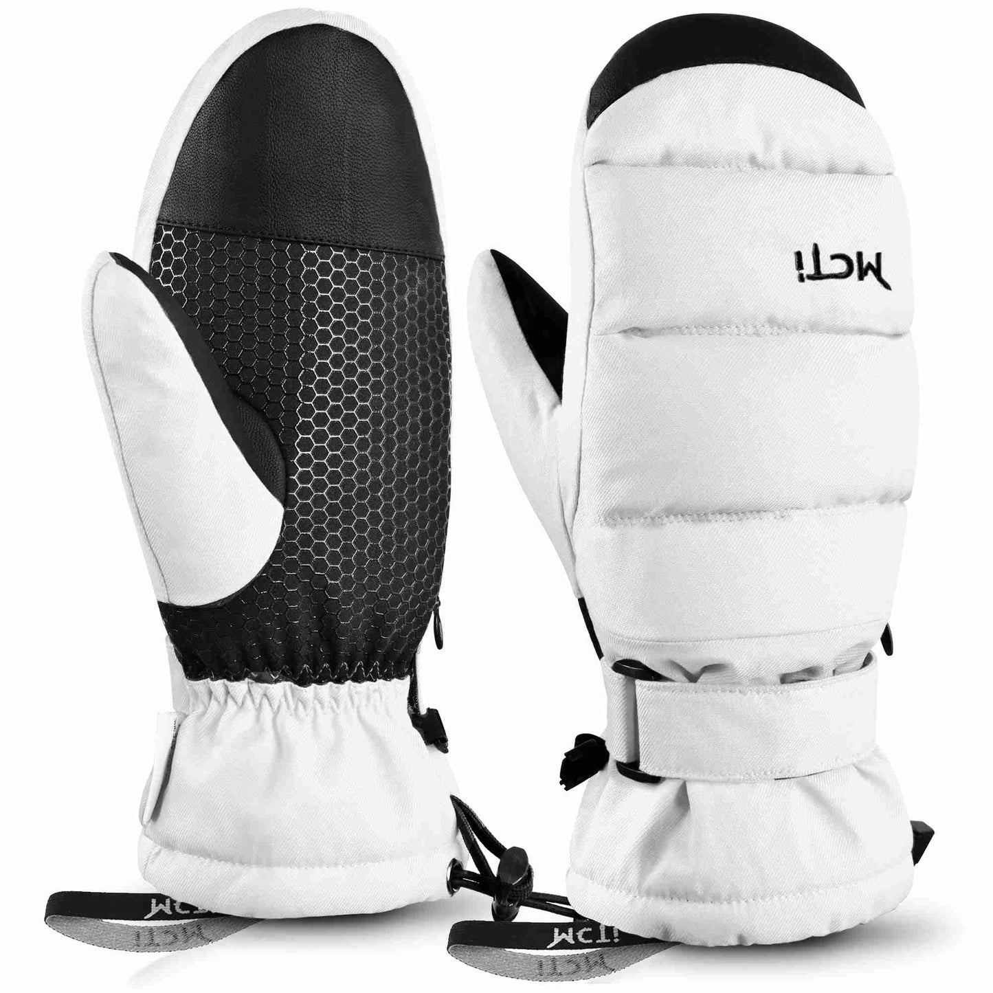 MCTi Ski Mittens Women's Snow Mitten Touch Screen Waterproof Insulated Quilted Mitts with Hidden Zipper MCTi