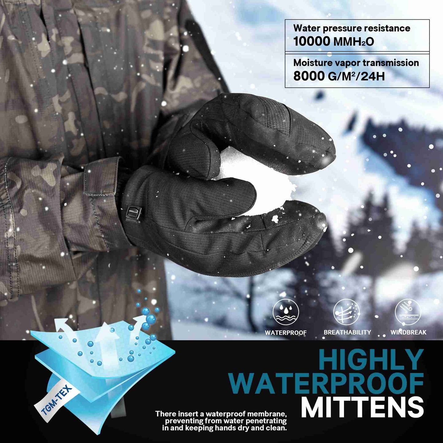 EXski Unisex 3M Insulated Microfiber Knit Cuff Mitt for Everyday Winter Wear and Alpine Skiing EXSKI