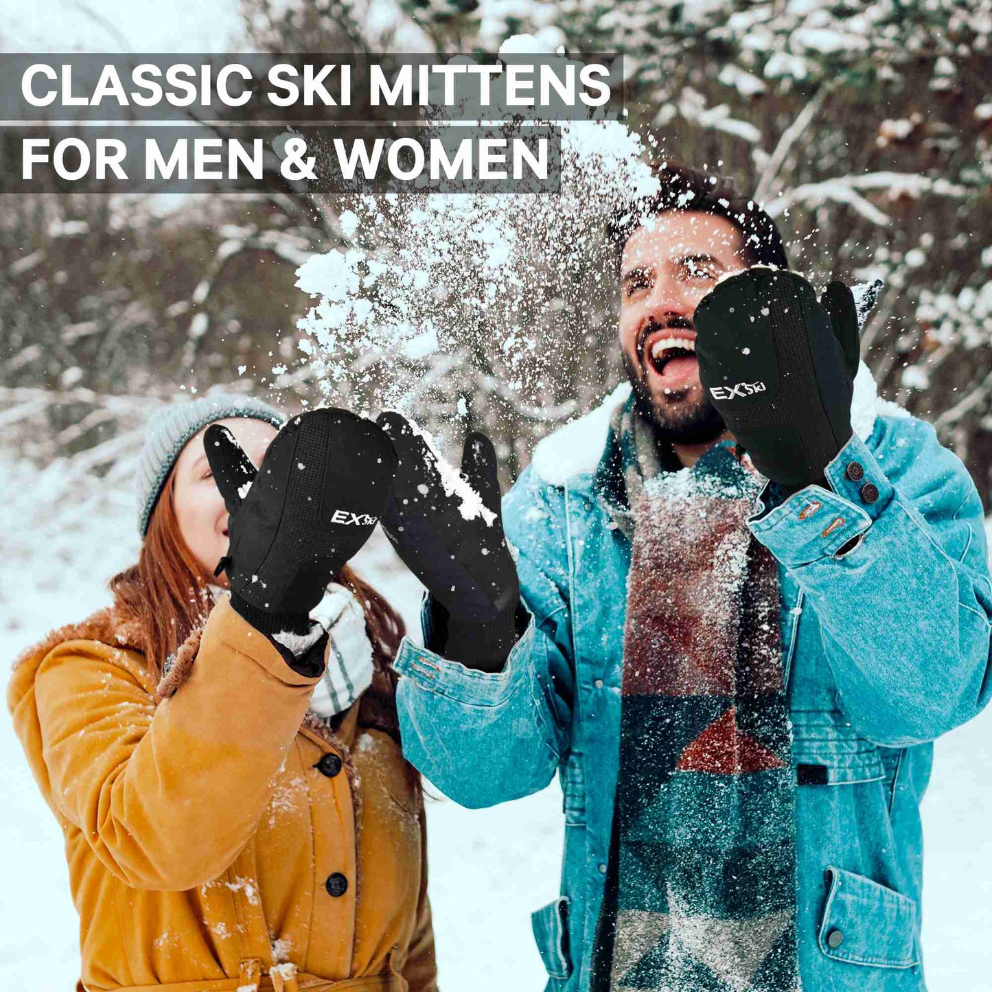 EXski Unisex 3M Insulated Microfiber Knit Cuff Mitt for Everyday Winter Wear and Alpine Skiing EXSKI