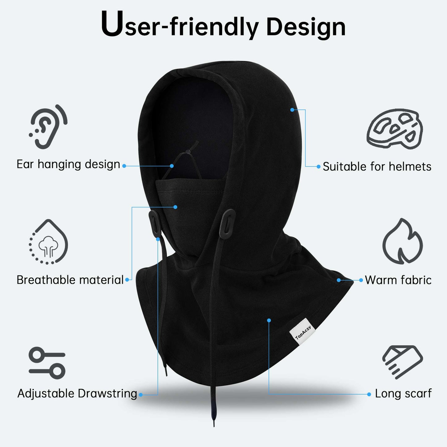 TopAcsy Ski Balaclava - Warm, Windproof Fleece Face Mask & Neck Warmer for Men & Women TopAcsy