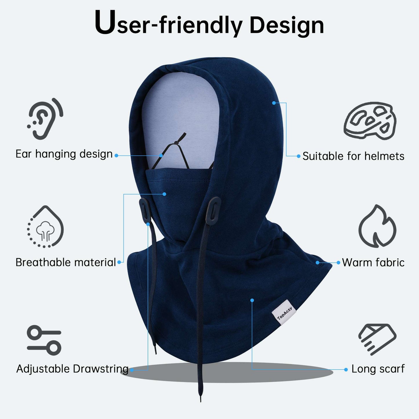 TopAcsy Ski Balaclava - Warm, Windproof Fleece Face Mask & Neck Warmer for Men & Women TopAcsy