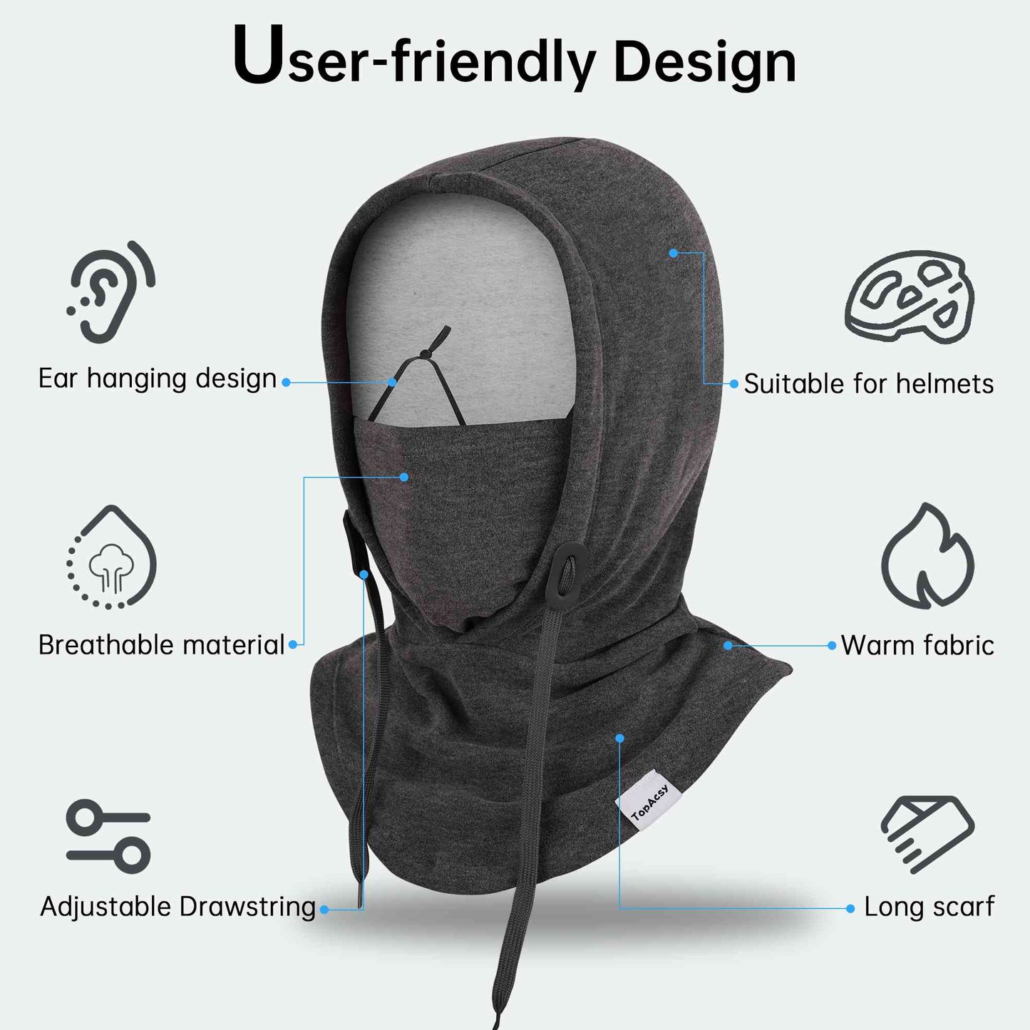 TopAcsy Ski Balaclava - Warm, Windproof Fleece Face Mask & Neck Warmer for Men & Women TopAcsy