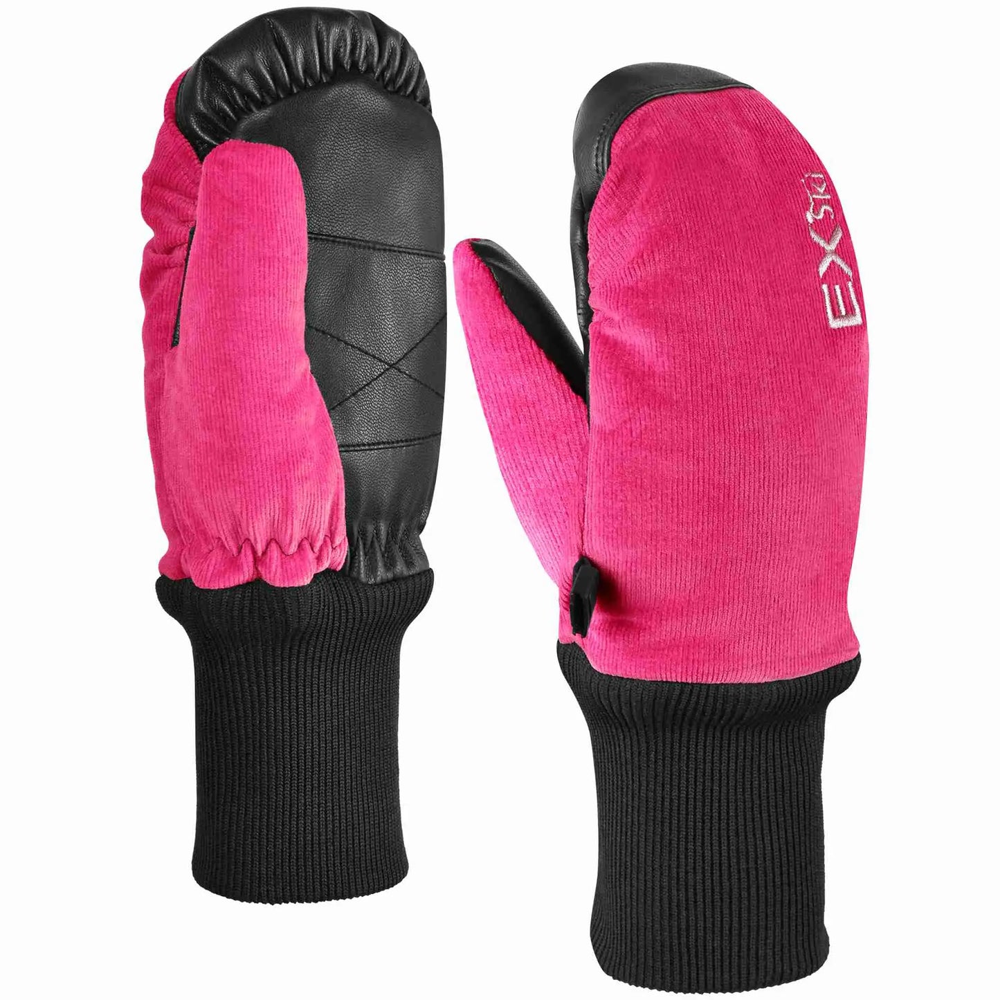 EXski Kids Winter Mittens Waterproof Warm Sherpa Fleece Ski Snow Mittens with Long Cuff EXSKI
