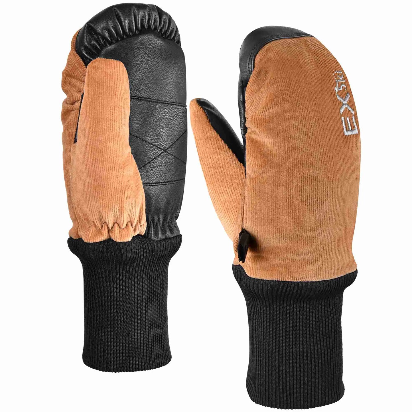 EXski Kids Winter Mittens Waterproof Warm Sherpa Fleece Ski Snow Mittens with Long Cuff EXSKI