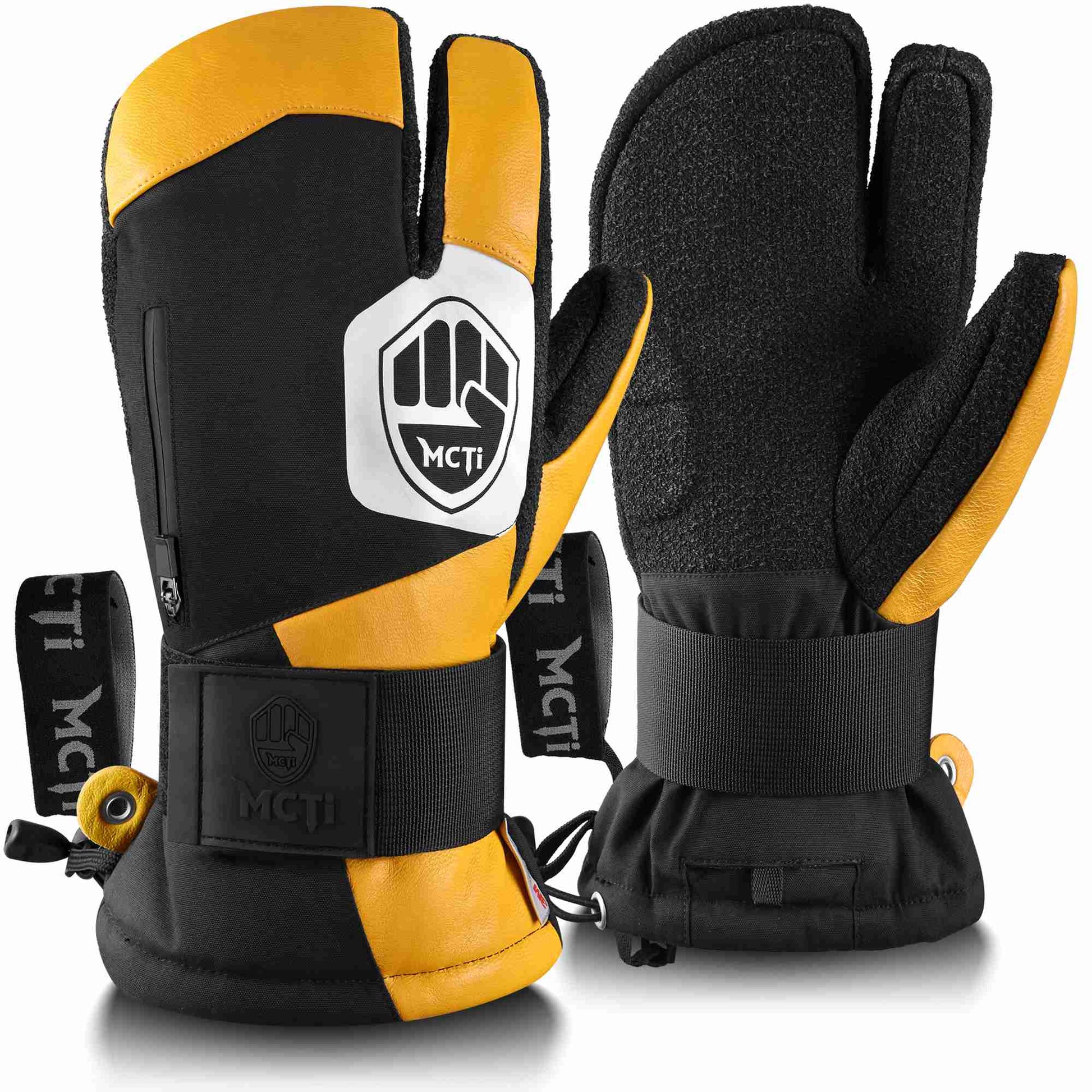 MCTi Snowboard Gloves with Wrist Guard 3-Finger Kevlar Gloves Waterproof for Winter Snow Skiing EXSKI