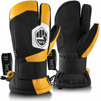 MCTi Snowboard Gloves with Wrist Guard 3-Finger Kevlar Gloves Waterproof for Winter Snow Skiing EXSKI