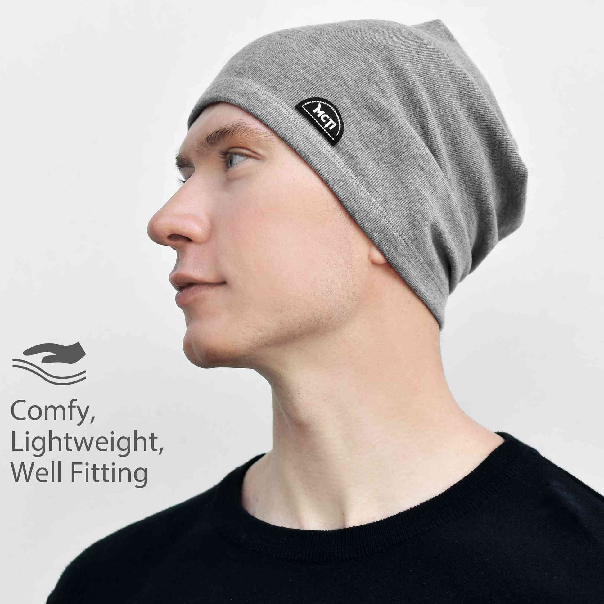 MCTi Slouchy Beanie for Men Women, Winter Warm Stretchy Skull Cap Hat Lightweight for Running Cycling MCTi