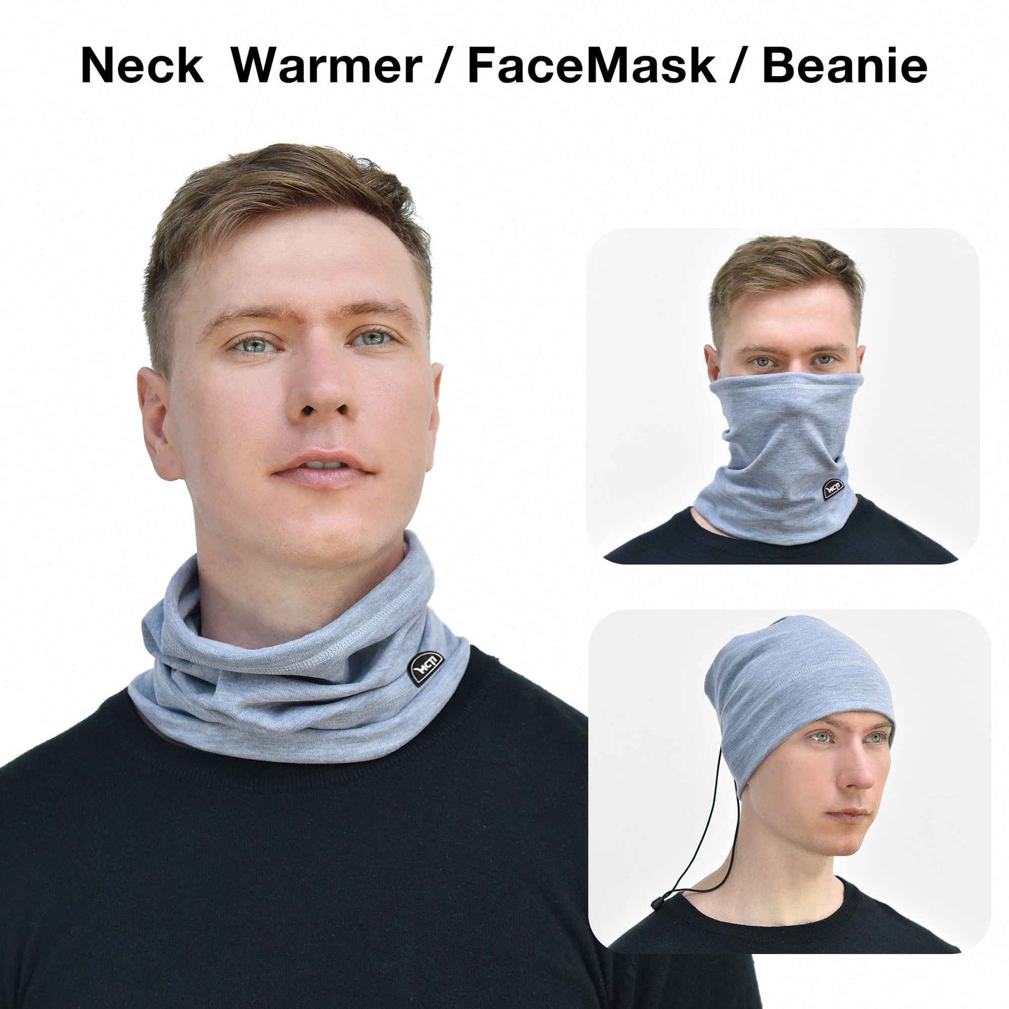 MCTi Soft Neck Warmer - Adjustable Fleece Scarf and Beanie Hat for Winter Sports EXSKI