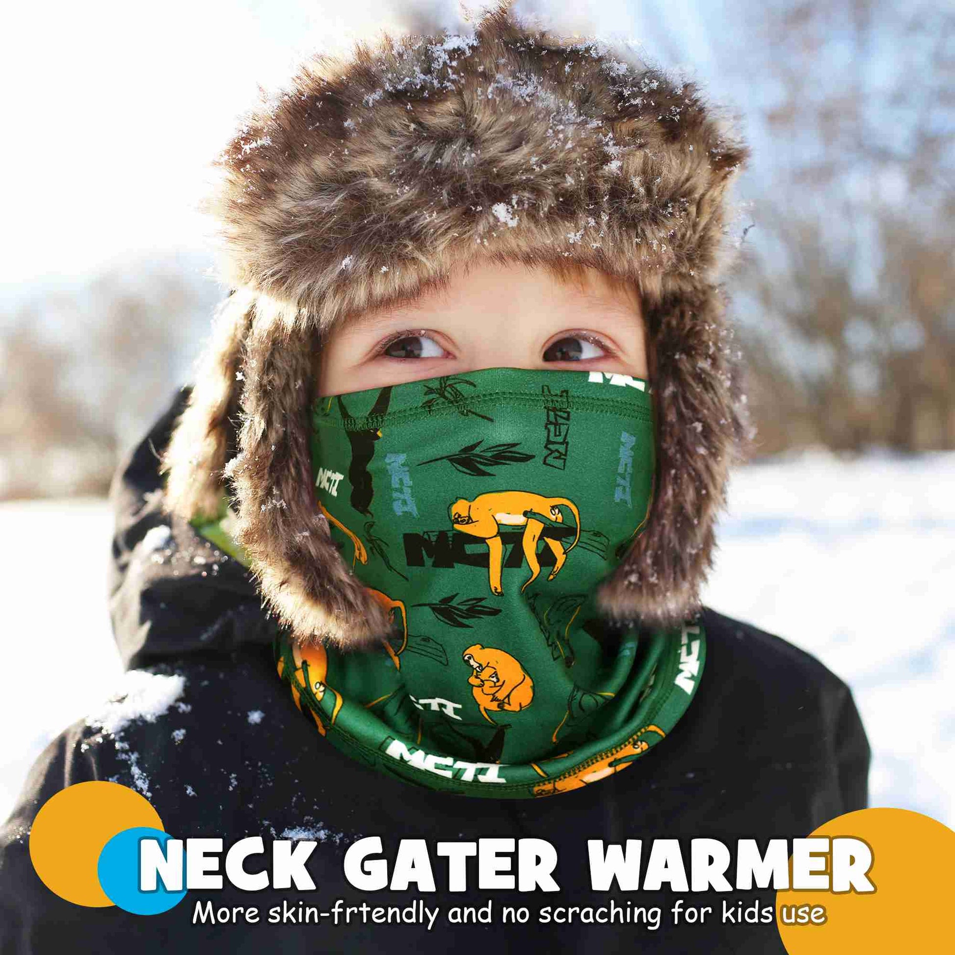 MCTi Kids Neck Warmer - Fleece Scarf and Face Mask Set for Winter Sports (2 Pack) MCTi