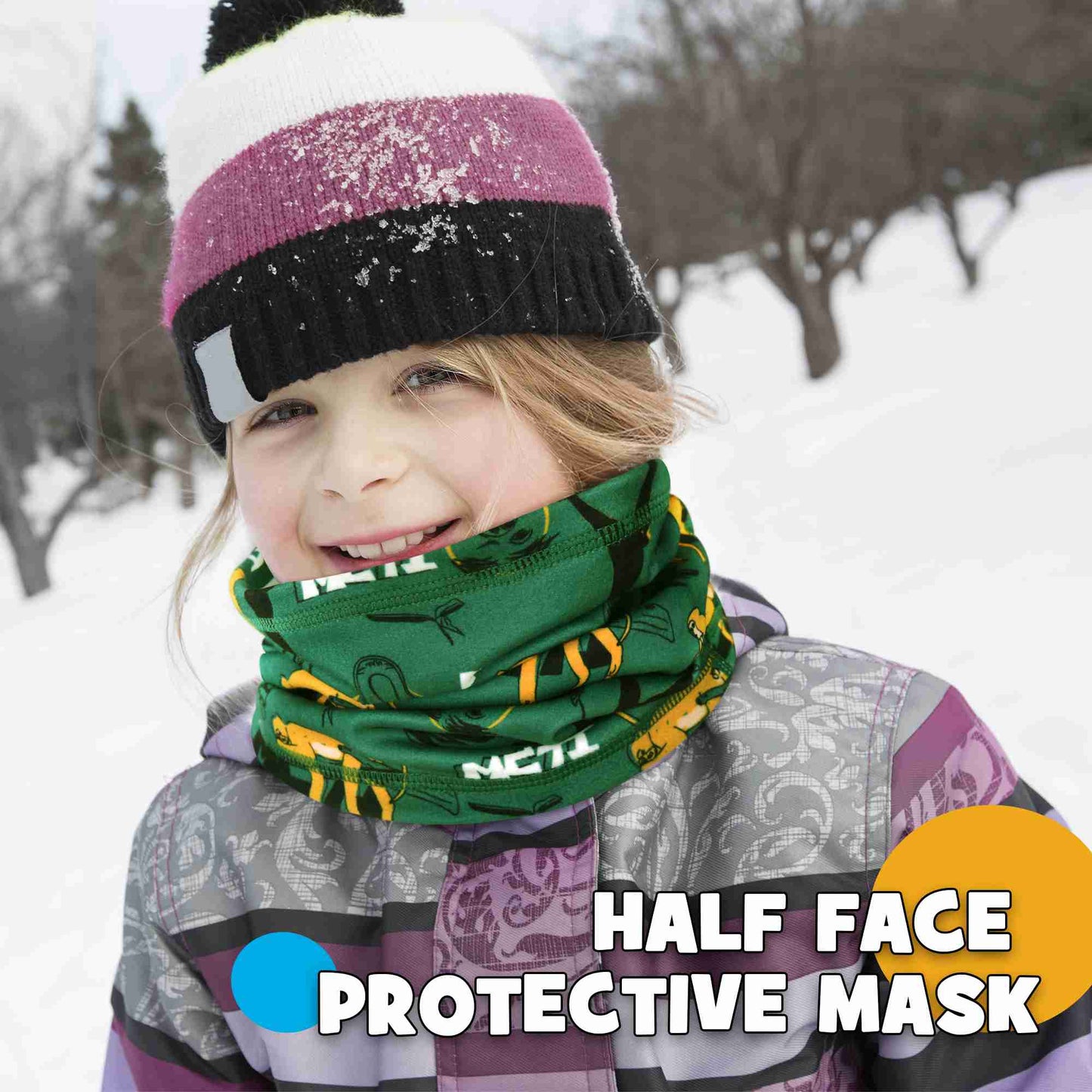 MCTi Kids Neck Warmer - Fleece Scarf and Face Mask Set for Winter Sports (2 Pack) MCTi