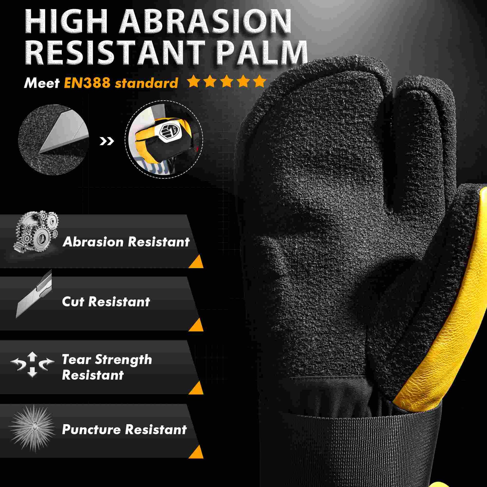 MCTi Snowboard Gloves with Wrist Guard 3-Finger Abrasion Resistant Gloves Waterproof for Winter Snow Skiing EXSKI