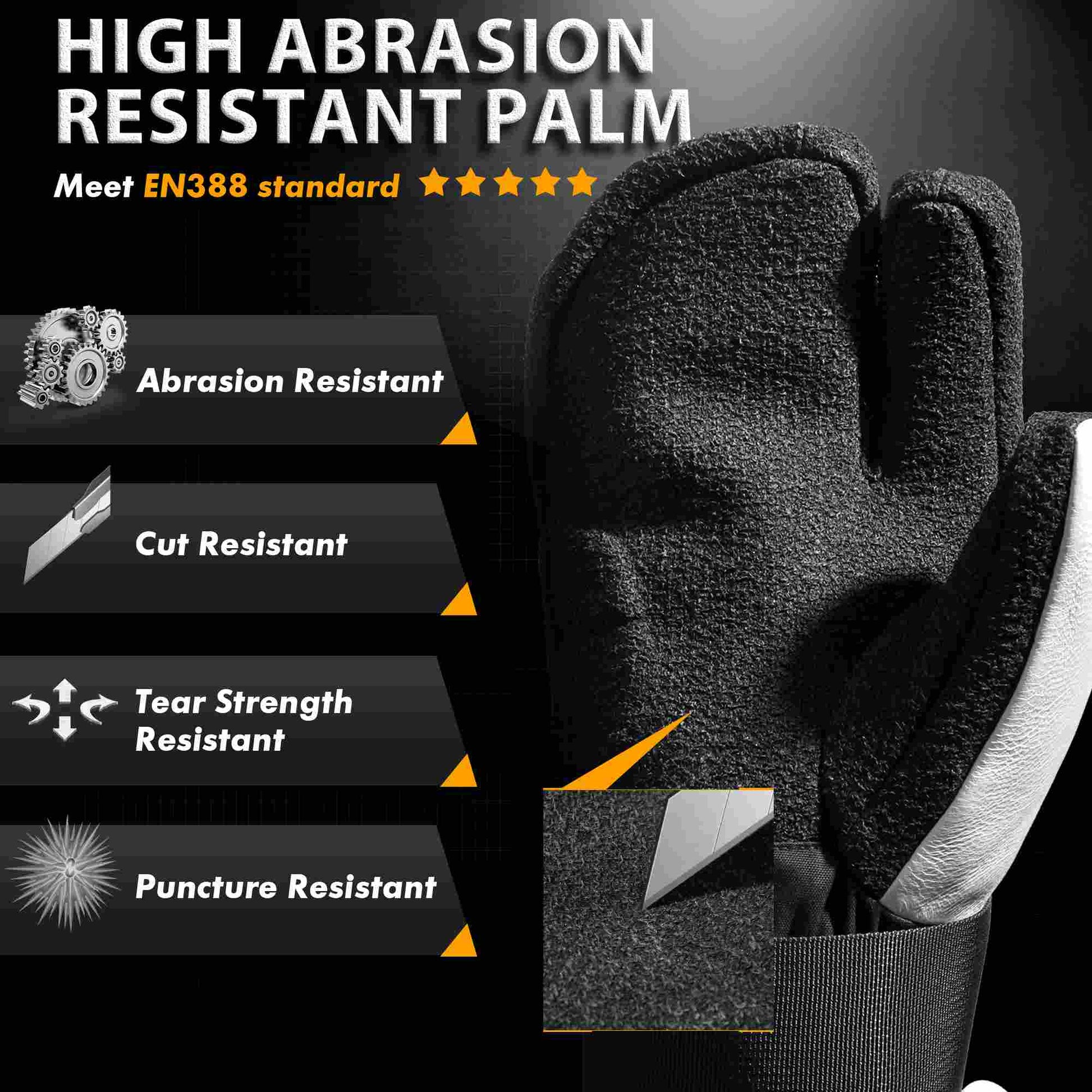 MCTi Snowboard Gloves with Wrist Guard 3-Finger Abrasion Resistant Gloves Waterproof for Winter Snow Skiing EXSKI