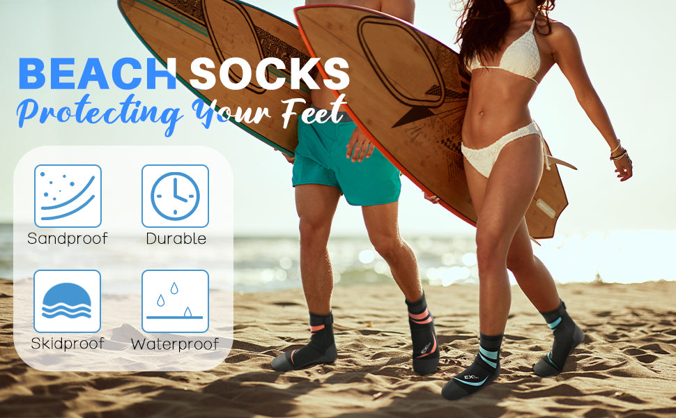 EXski 3mm Neoprene Water Socks Sandproof Durable Beach Volleyball Sock EXSKI