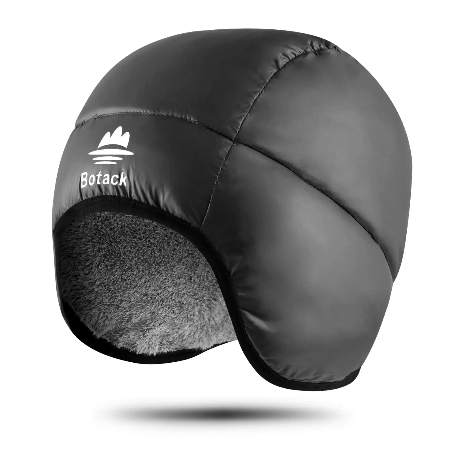 Botack Down Filled Earflap Hat Ultralight Waterproof Windproof Down Fleece Cap Warm Beanie for Skiing Botack
