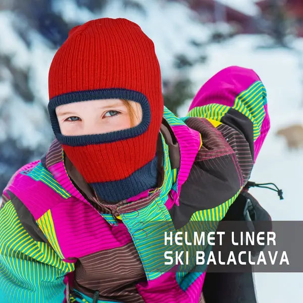 Botack Kids Knitted Balaclava Ski Mask, Winter Warm Elastic Balaclava Face Mask for Skiing Snow Sports Girls Boys Botack