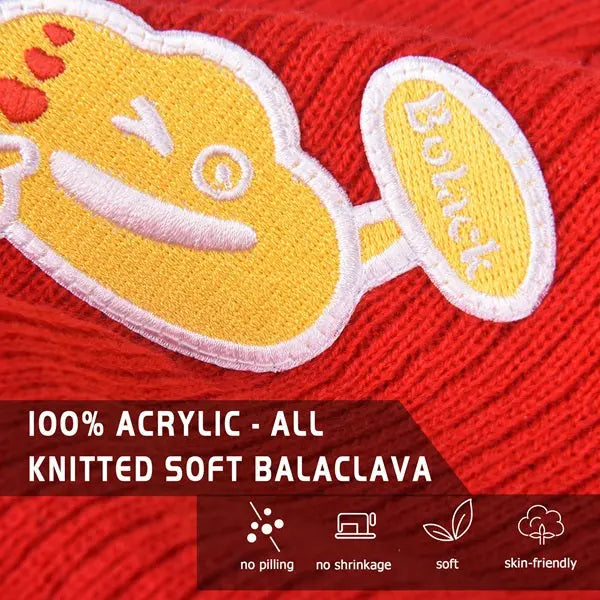 Botack Kids Knitted Balaclava Ski Mask, Winter Warm Elastic Balaclava Face Mask for Skiing Snow Sports Girls Boys Botack