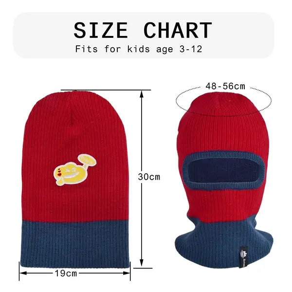 Botack Kids Knitted Balaclava Ski Mask, Winter Warm Elastic Balaclava Face Mask for Skiing Snow Sports Girls Boys Botack