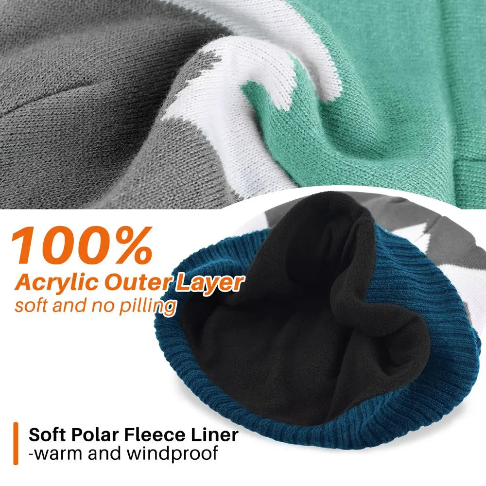 Botack Winter Beanie Hat for Women, Knit Polar Fleece Warm Skull Cap for Daily Activities Botack