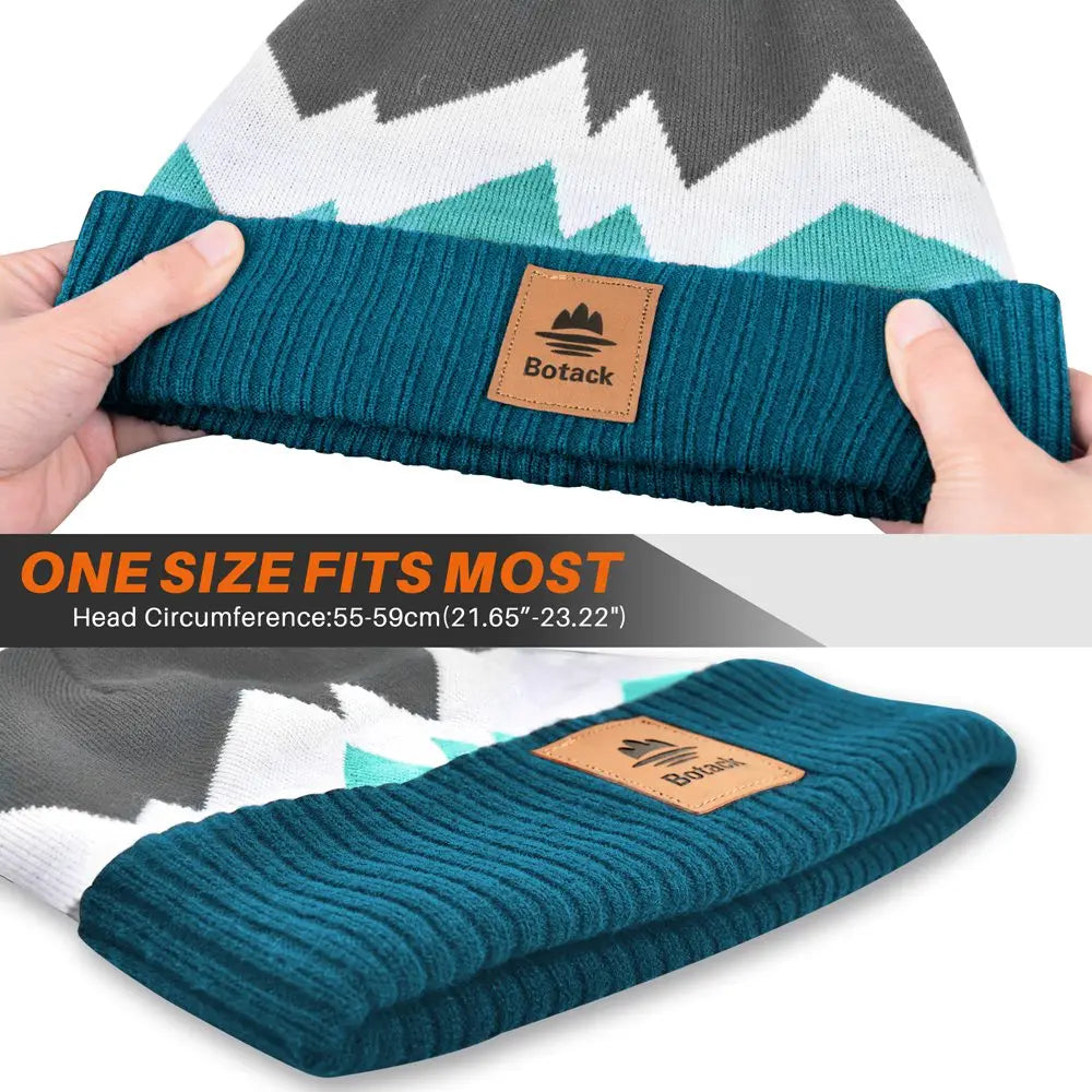 Botack Winter Beanie Hat for Women, Knit Polar Fleece Warm Skull Cap for Daily Activities Botack