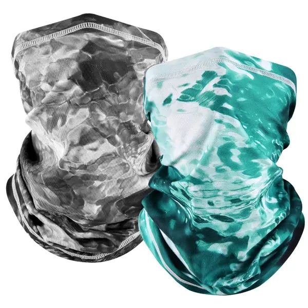 EXSki UV Neck Gaiter Mask, UPF 50 Bandana Balaclava Face Mask Breathable Cooling Sun Summer for Fishing Running 2 Packed EXSKI