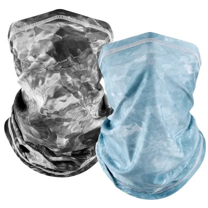 EXSki UV Neck Gaiter Mask, UPF 50 Bandana Balaclava Face Mask Breathable Cooling Sun Summer for Fishing Running 2 Packed EXSKI