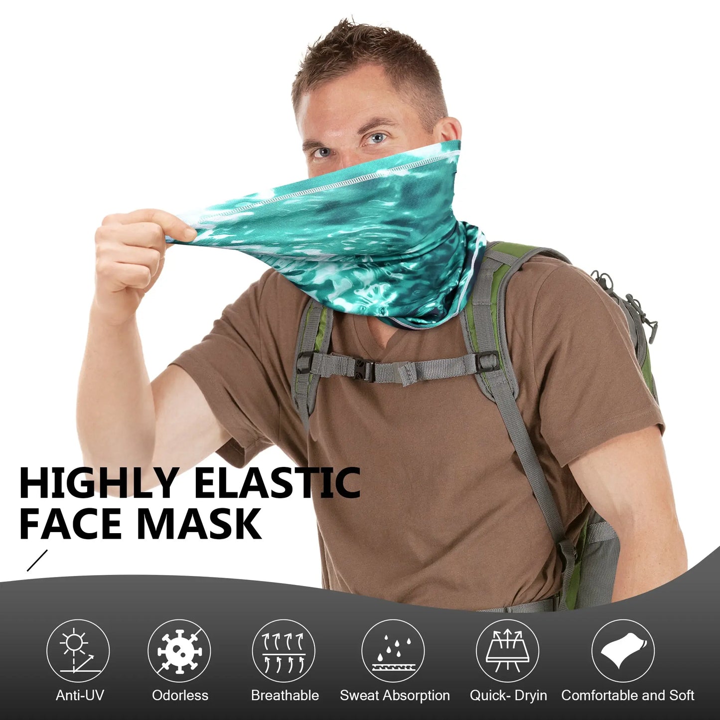 EXSki UV Neck Gaiter Mask, UPF 50 Bandana Balaclava Face Mask Breathable Cooling Sun Summer for Fishing Running 2 Packed EXSKI