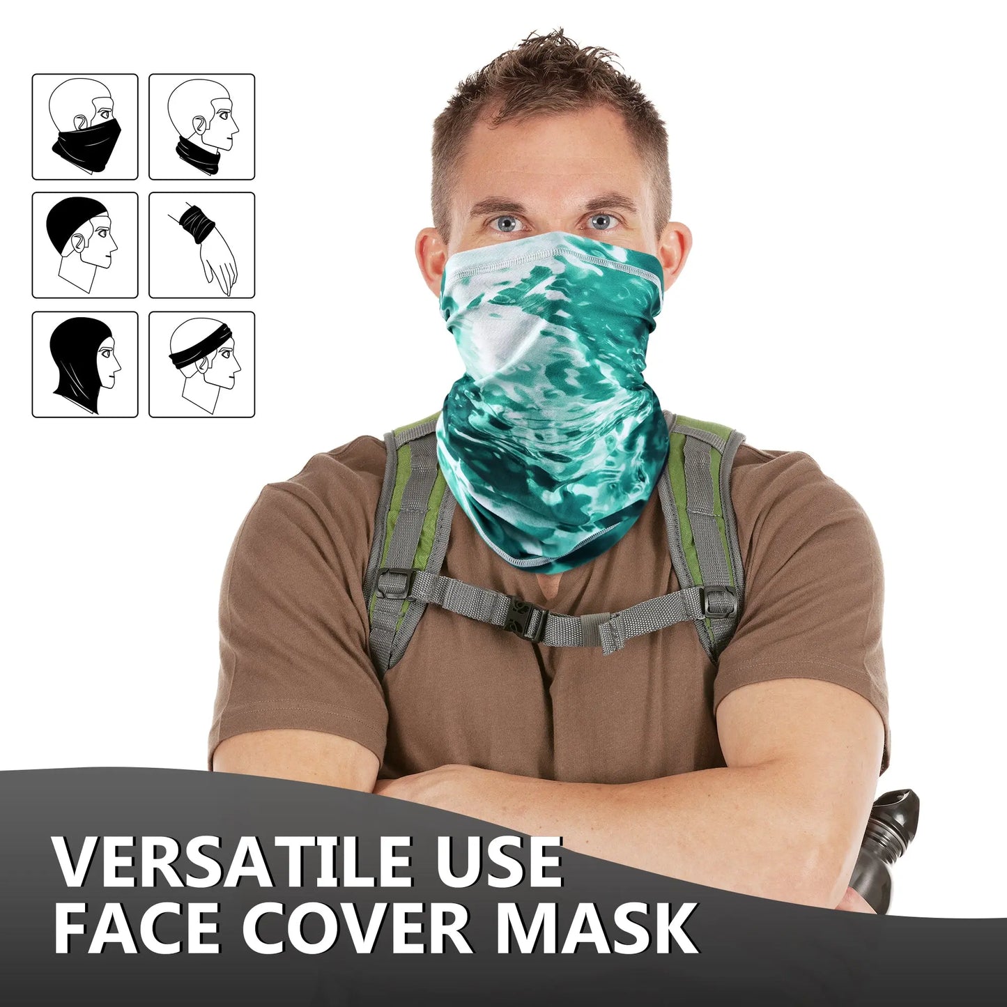 EXSki UV Neck Gaiter Mask, UPF 50 Bandana Balaclava Face Mask Breathable Cooling Sun Summer for Fishing Running 2 Packed EXSKI