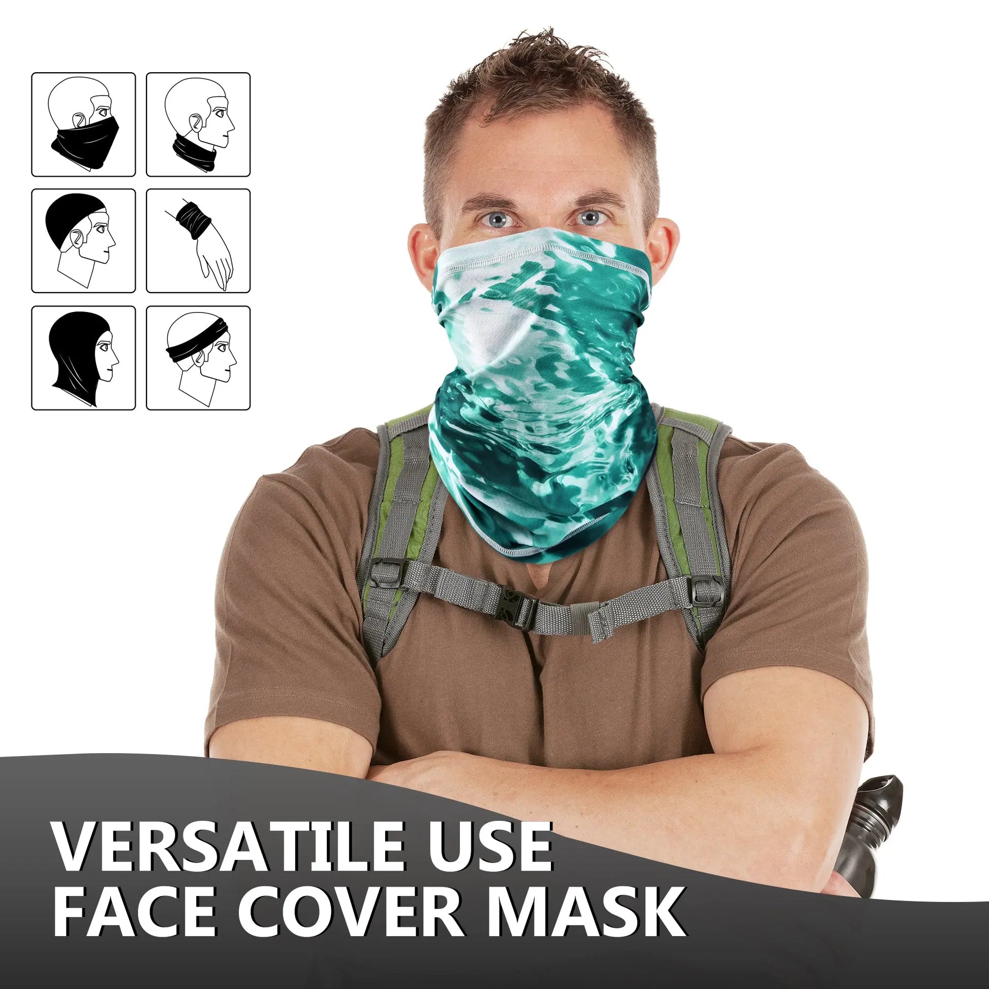 EXSki UV Neck Gaiter Mask, UPF 50 Bandana Balaclava Face Mask Breathable Cooling Sun Summer for Fishing Running 2 Packed EXSKI