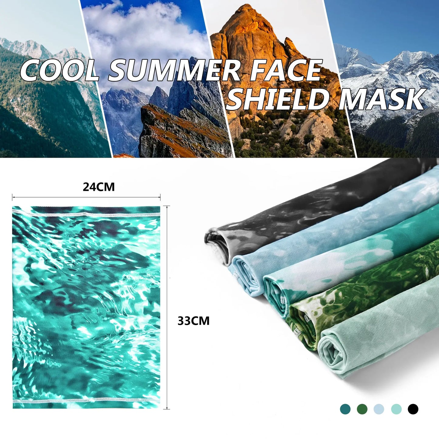 EXSki UV Neck Gaiter Mask, UPF 50 Bandana Balaclava Face Mask Breathable Cooling Sun Summer for Fishing Running 2 Packed EXSKI