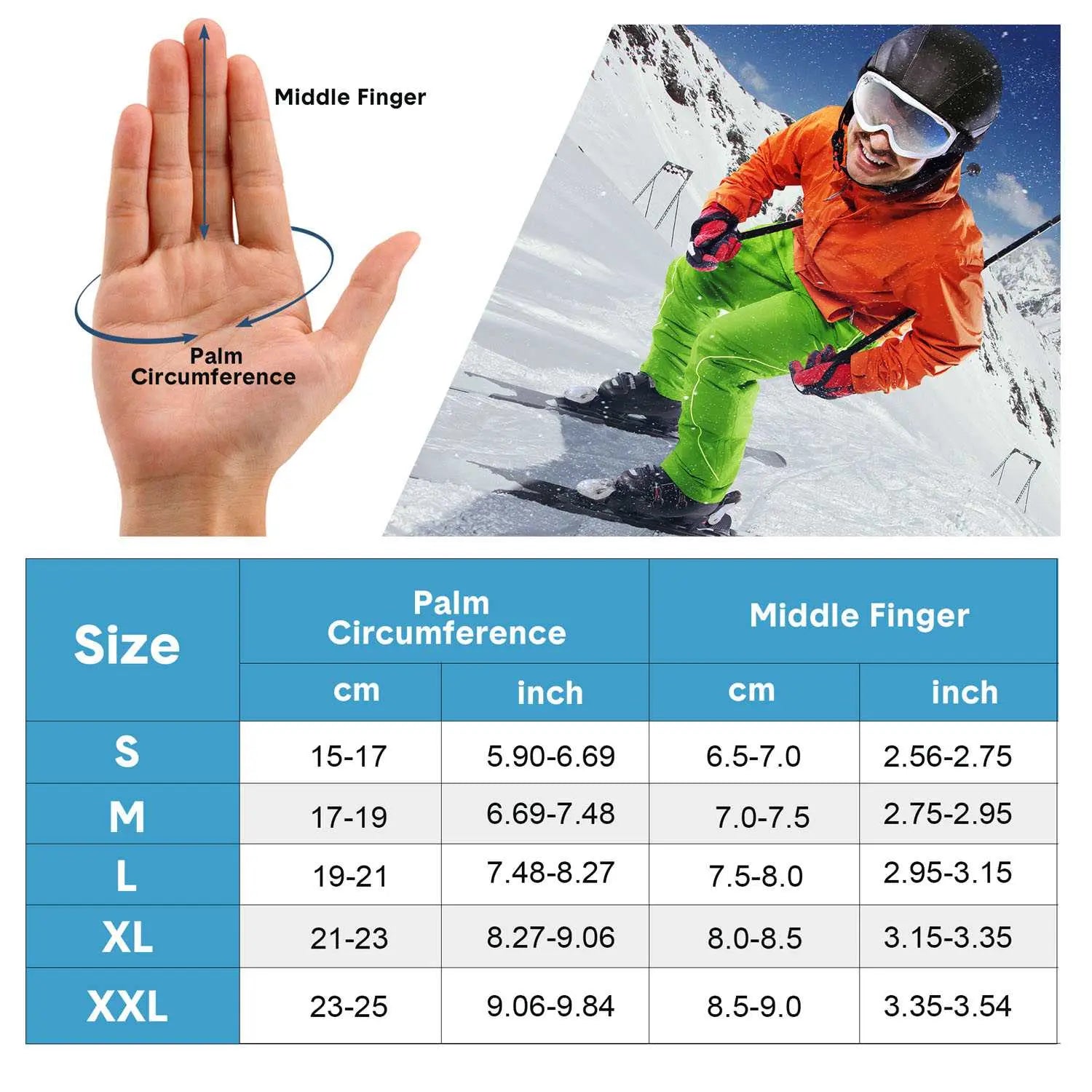EXski Waterproof Ski Mittens - Thermal Gloves for Extreme Cold