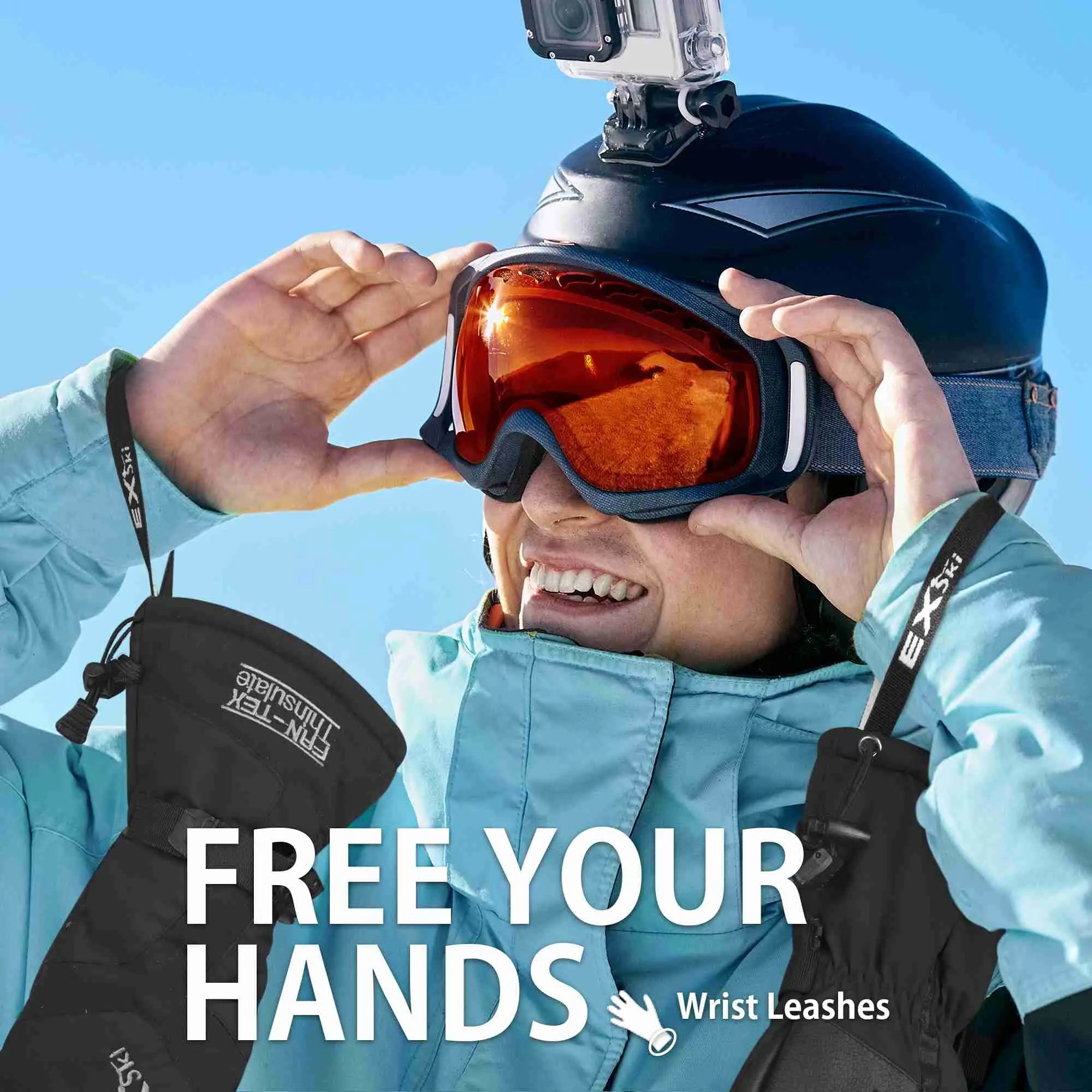 EXski Waterproof Ski Mittens - Thermal Gloves for Extreme Cold