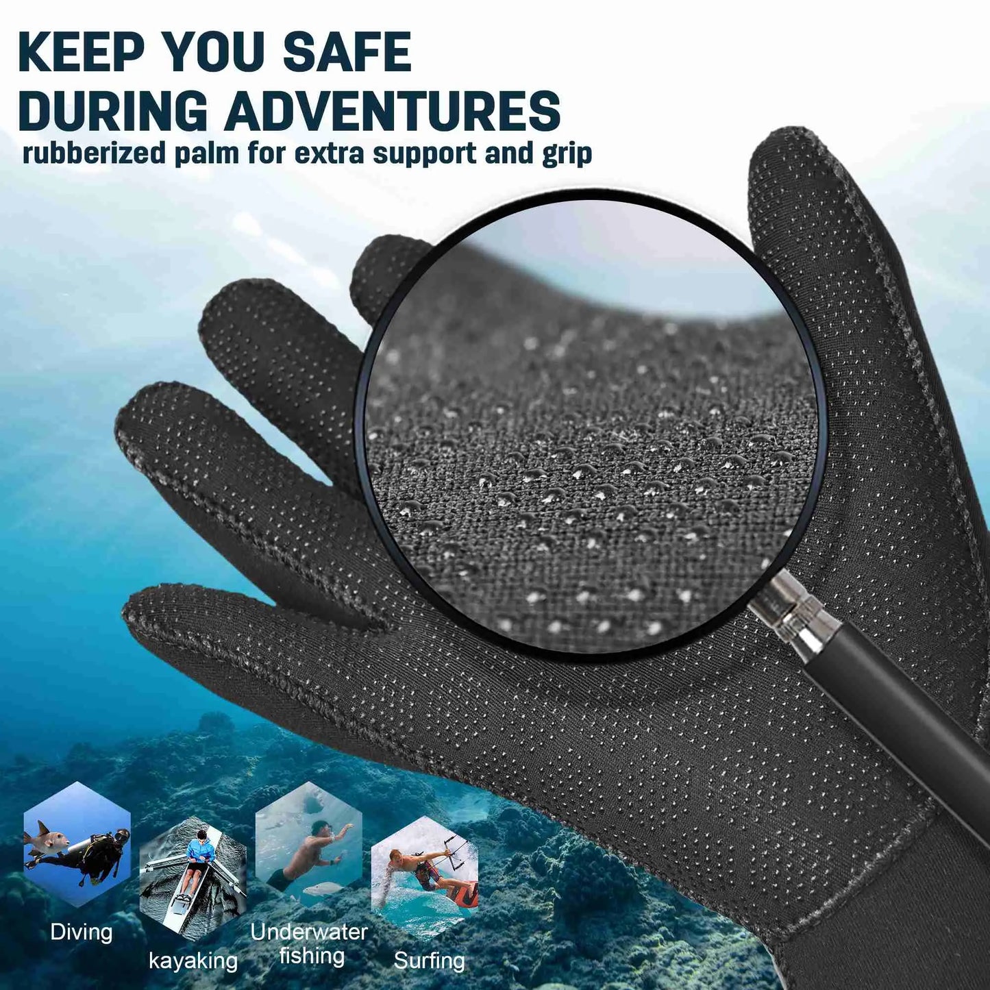 EXski Diving Gloves, 3mm Neoprene Wetsuit Gloves for Scuba Diving Snorkeling Kayaking Paddling Men Women EXSKI