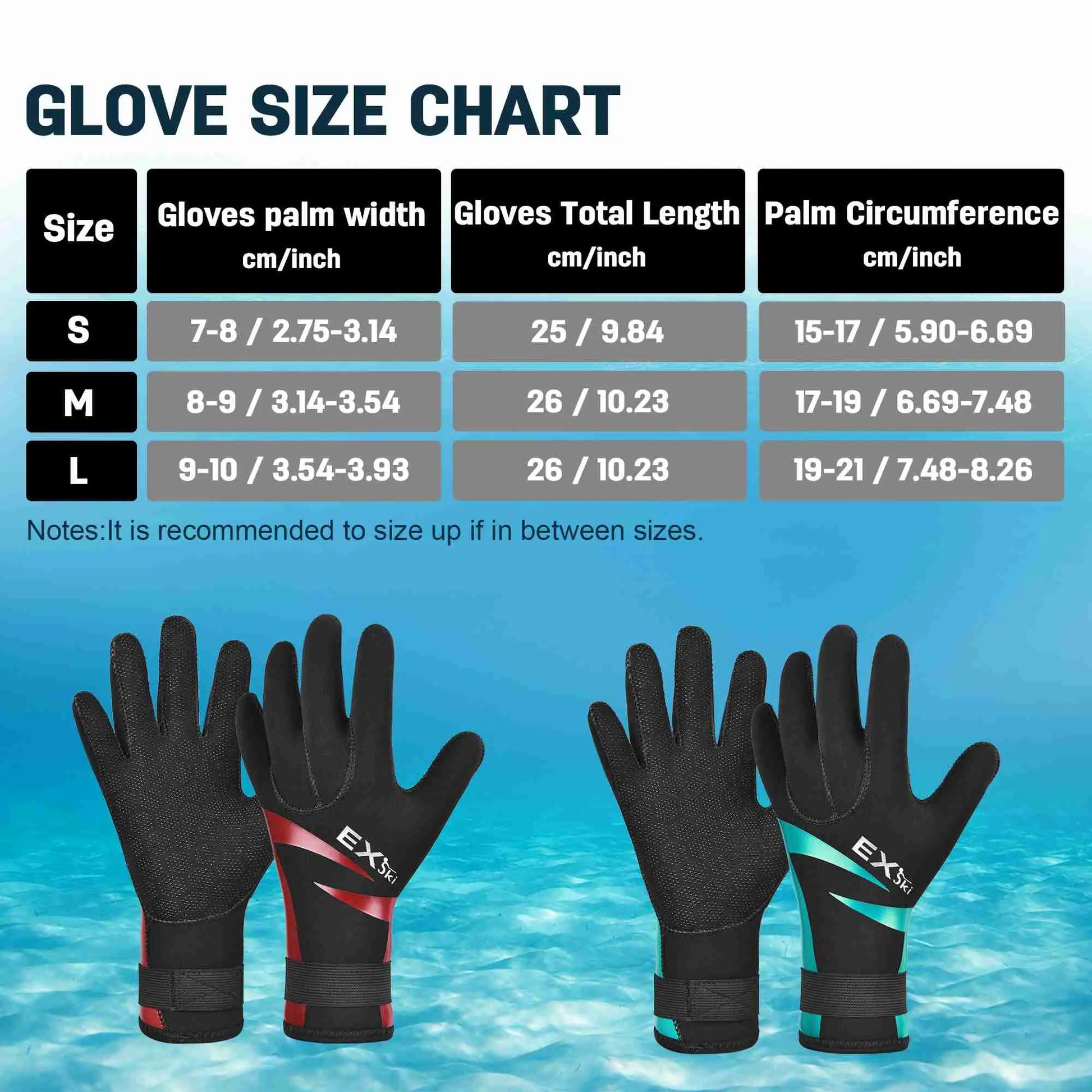 EXski Diving Gloves, 3mm Neoprene Wetsuit Gloves for Scuba Diving Snorkeling Kayaking Paddling Men Women EXSKI