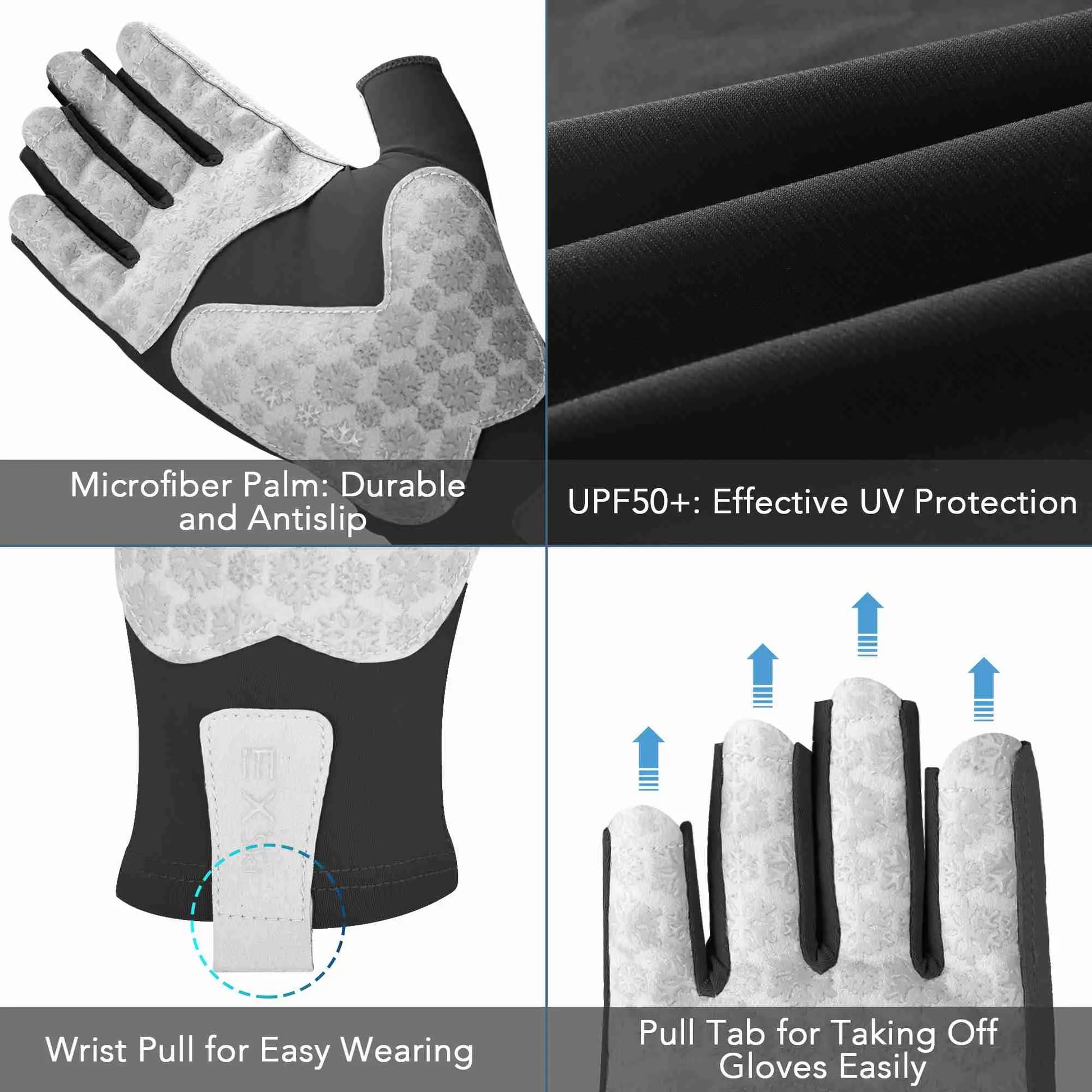 EXski Fingerless Fishing Gloves UPF50+ Sun Protection Gloves – EXSKI