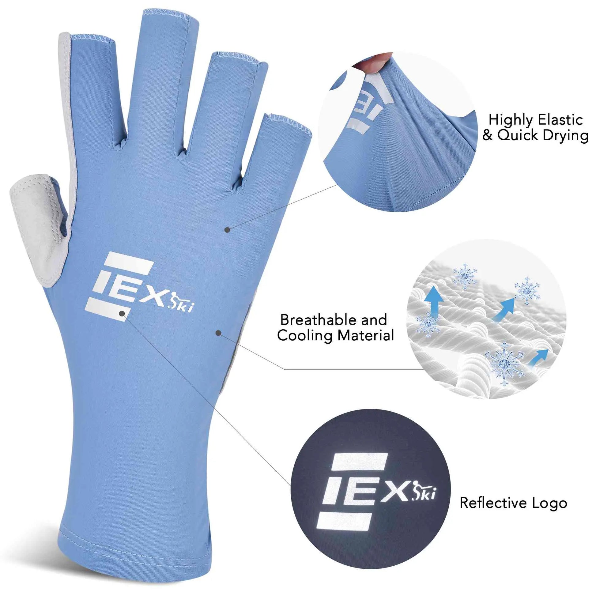 EXski Fingerless Fishing Gloves UPF50+ Sun Protection Gloves – EXSKI