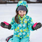 EXski Kids Winter Mittens Waterproof Warm Sherpa Fleece Ski Snow Mittens with Long Cuff EXSKI