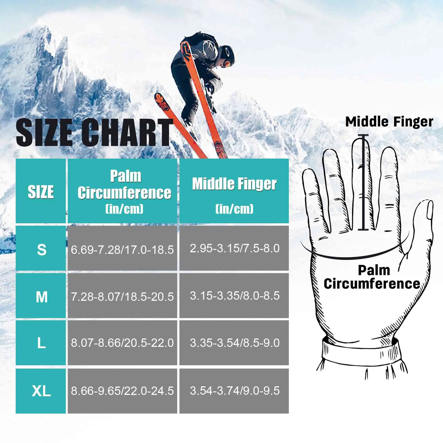 MCTi Ski Gloves Winter Waterproof Snowboard Snow Warm 3M Thinsulate PU Leather Cold Weather Gloves for Mens Womens MCTi