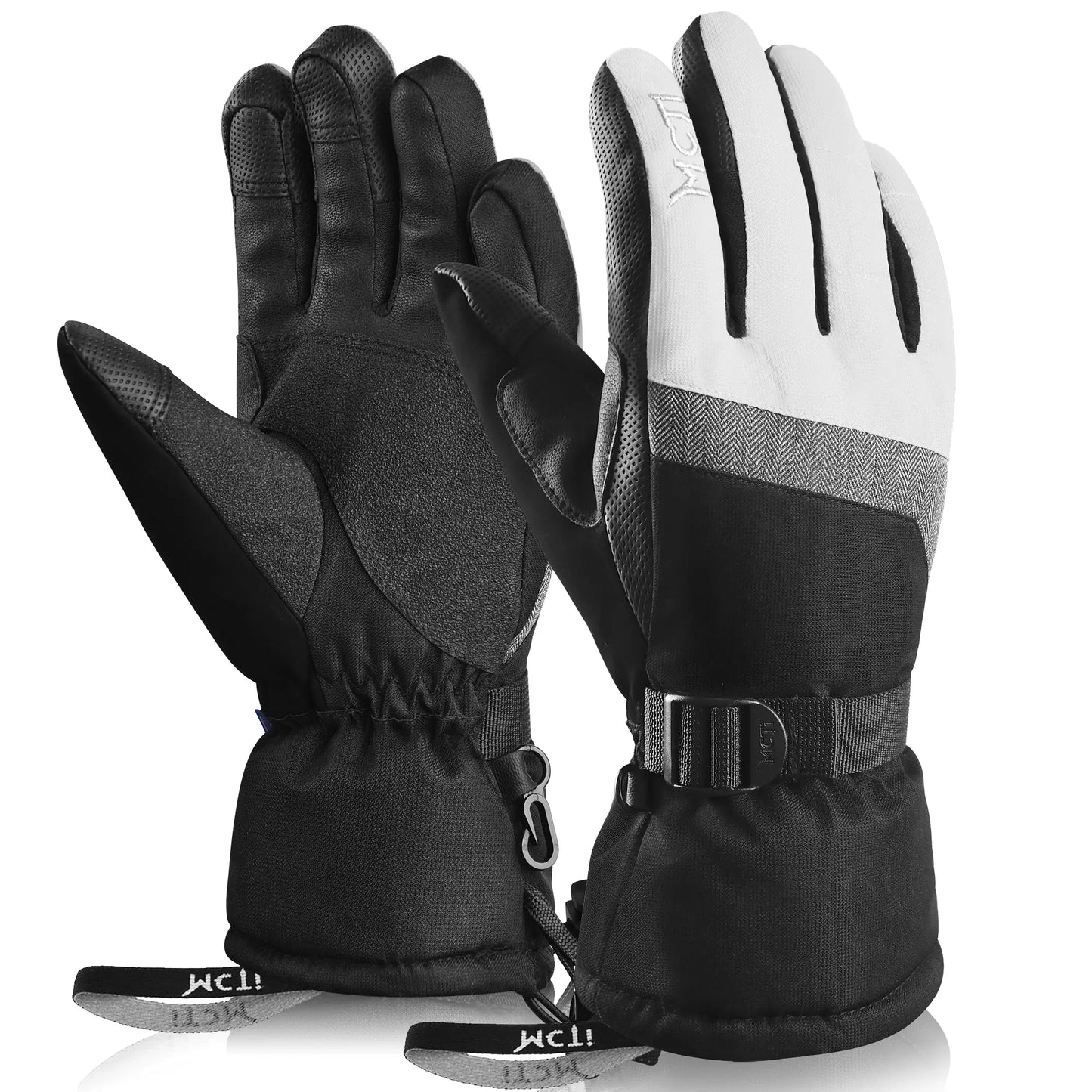 MCTi Ski Gloves,Winter Waterproof Snowboard Snow 3M Thinsulate Warm Touchscreen Cold Weather Women Gloves Wrist Leashes MCTi