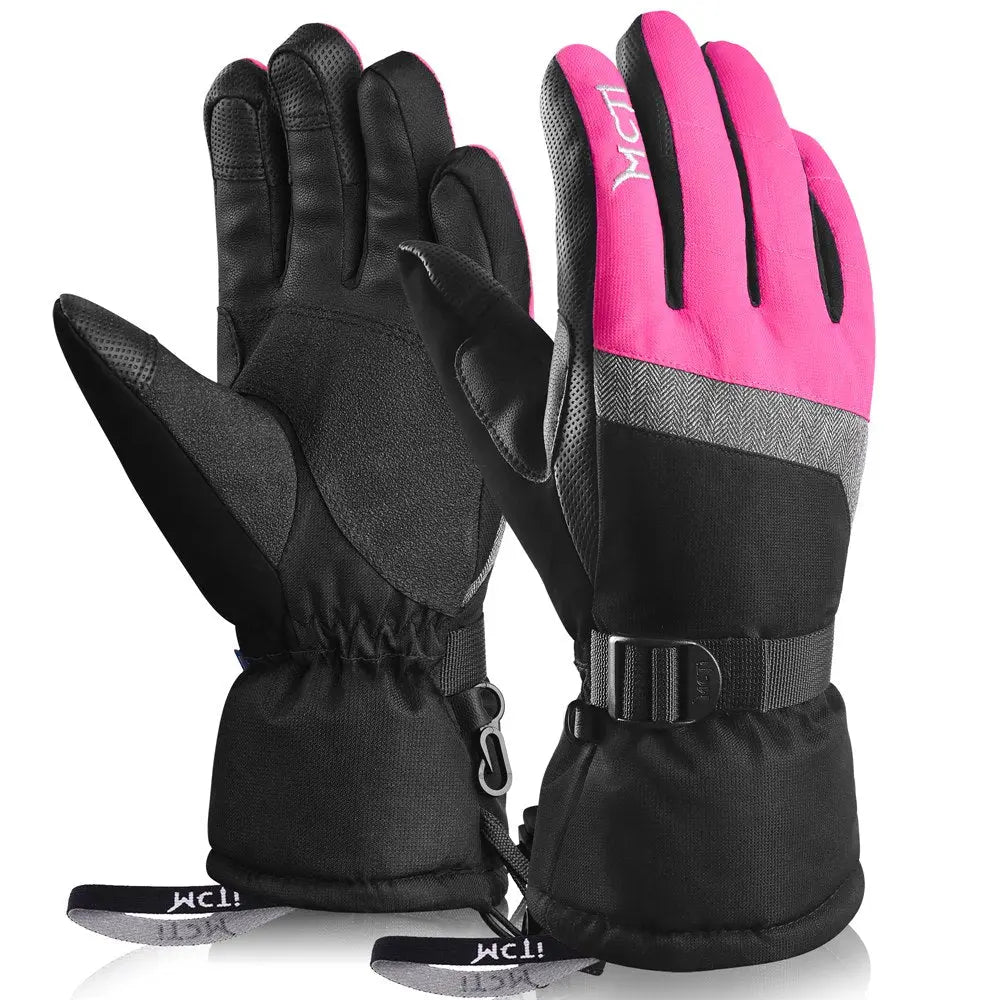 MCTi Ski Gloves,Winter Waterproof Snowboard Snow 3M Thinsulate Warm Touchscreen Cold Weather Women Gloves Wrist Leashes MCTi
