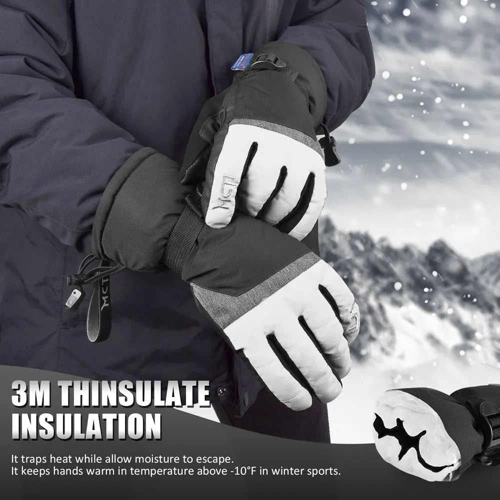 MCTi Ski Gloves,Winter Waterproof Snowboard Snow 3M Thinsulate Warm Touchscreen Cold Weather Women Gloves Wrist Leashes MCTi