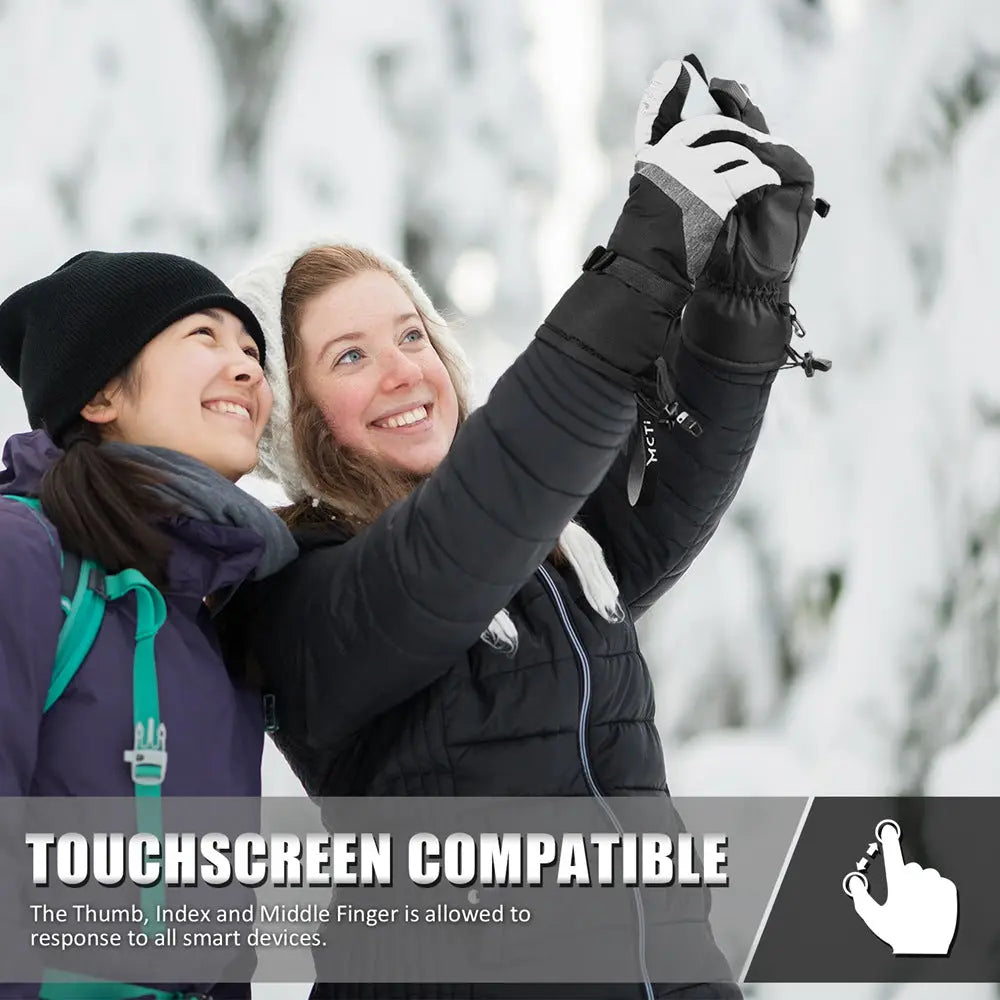 MCTi Ski Gloves,Winter Waterproof Snowboard Snow 3M Thinsulate Warm Touchscreen Cold Weather Women Gloves Wrist Leashes MCTi