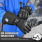 MCTi Waterproof Ski Snowboard Gloves Touchscreen PU Leather Winter Gloves with Wrist Leashes MCTi