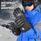 MCTi Waterproof Ski Snowboard Gloves Touchscreen PU Leather Winter Gloves with Wrist Leashes MCTi