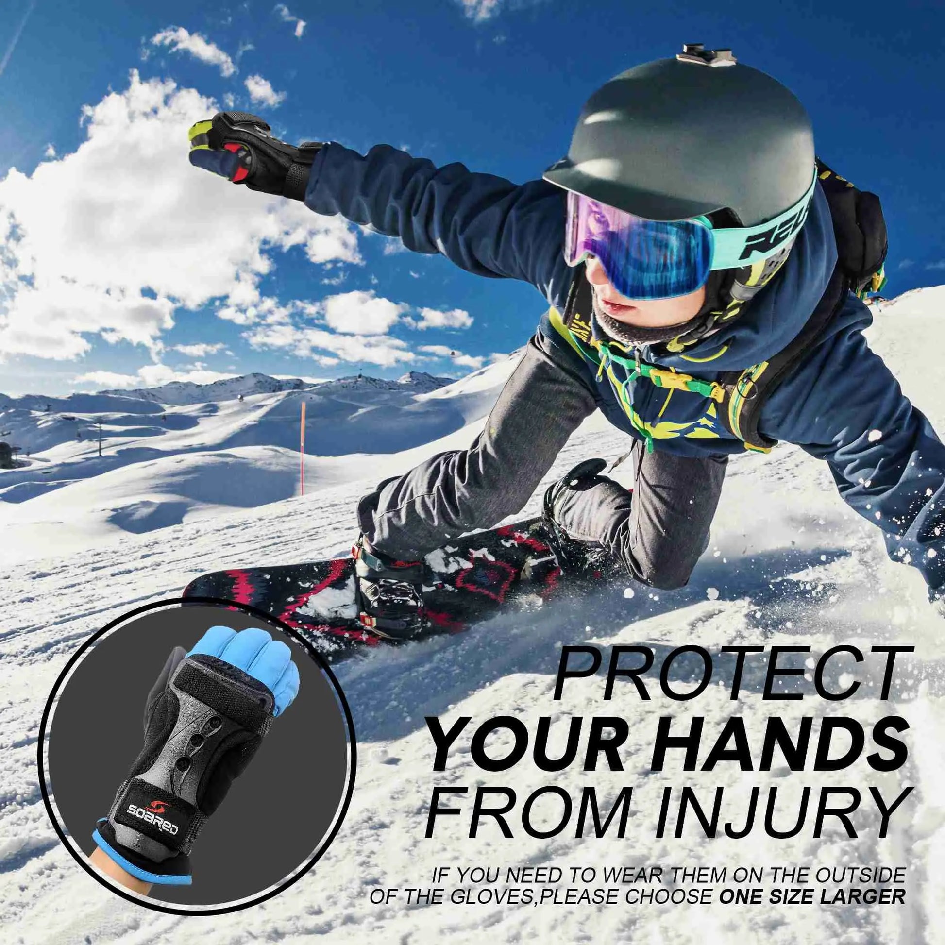 Soared Skating Impact Wrist Guards Protective Gear Gloves for Skateboard Skiing Snowboard SOARED