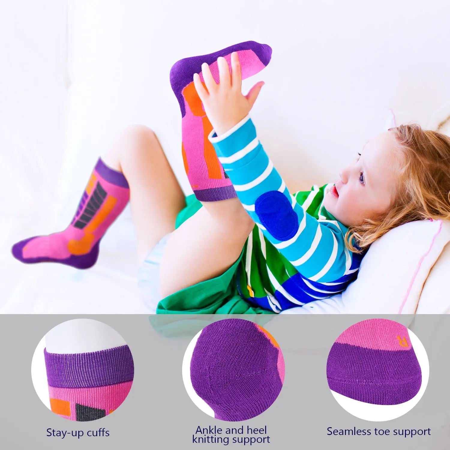 Soared Winter Ski Socks Snowboard Snow Warm Knee Over the Calf OTC High Performance 2 Pairs for Kids Womens Mens SOARED