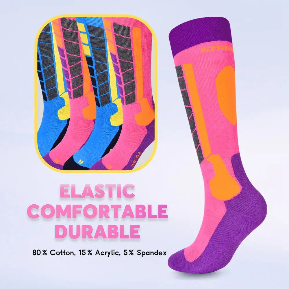 Soared Winter Ski Socks Snowboard Snow Warm Knee Over the Calf OTC High Performance 2 Pairs for Kids Womens Mens SOARED